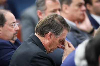 Bolsonaro no interrogatórios dos réus acusados de tentar um golpe de Estado -  (crédito:  Gustavo Moreno/STF)