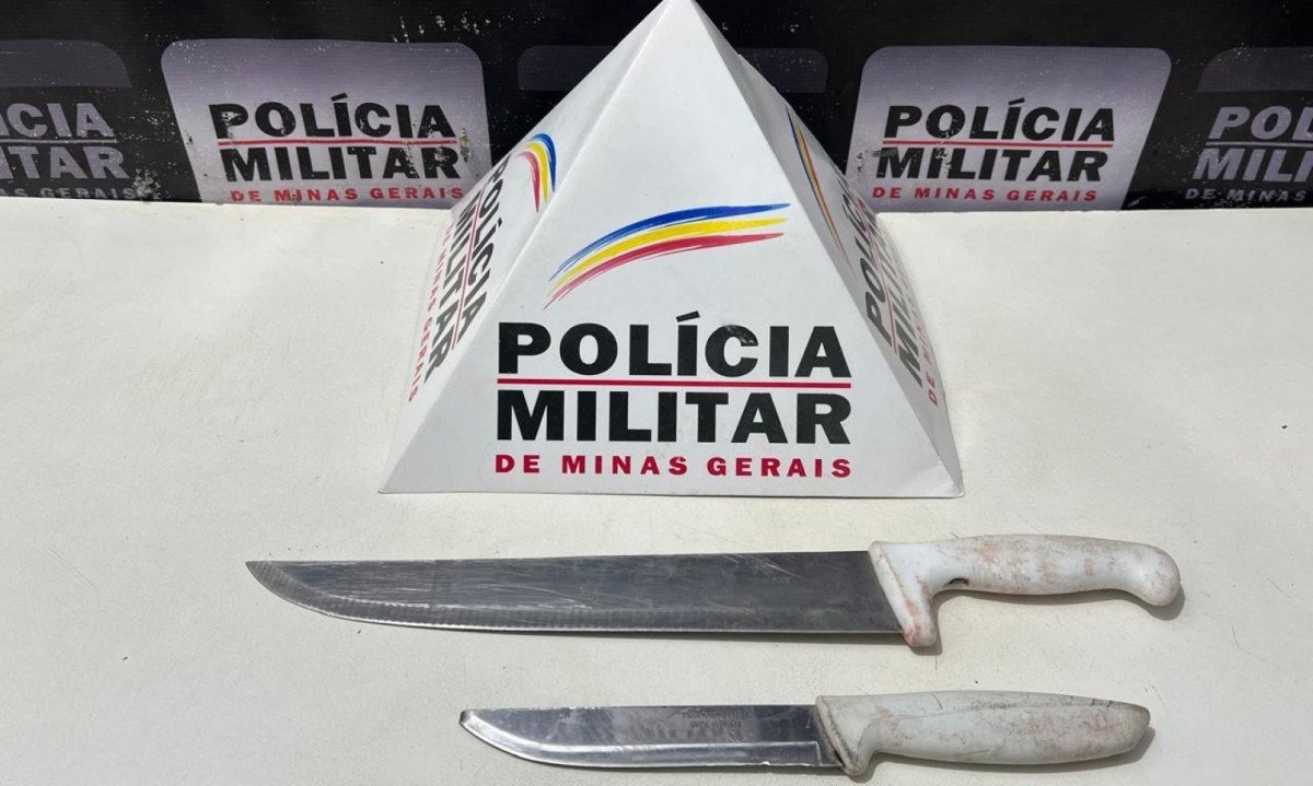 A vítima, de 34 anos, teve dois cortes próximo ao pescoço e teve que ser atendida no Hospital de Manhuaçu -  (crédito: PMMG / Reprodução)