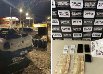 Polícia prendeu trio suspeito de esquema de furto de combustível em Nova Era, no Centro de Minas -  (crédito: PMMG/Divulgação)