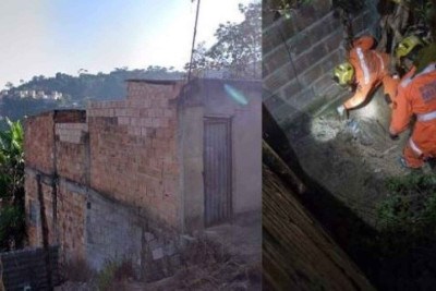 Bombeiros desenterram corpos de dois homens em quintal de casa em Ribeirão das Neves -  (crédito: Reprodução CBMMG e Redes Sociais)