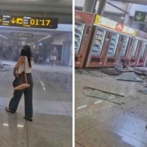 Desabamento em aeroporto causa pânico entre passageiros - Reprodução