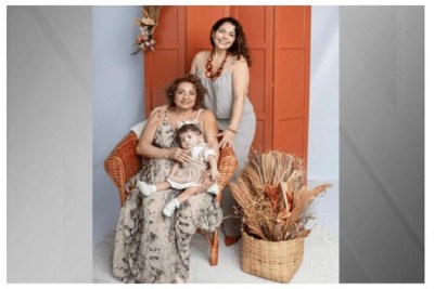A menina Giovana no colo da avó Cristina e acima Daniela, mãe e filha -  (crédito: PCMG)