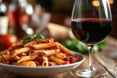 Um bom vinho tinto realça os sabores da massa e torna o jantar ainda mais especial -  (crédito: Freepik)