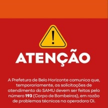 Prefeitura de BH pede que população use o 193 para chamar o SAMU