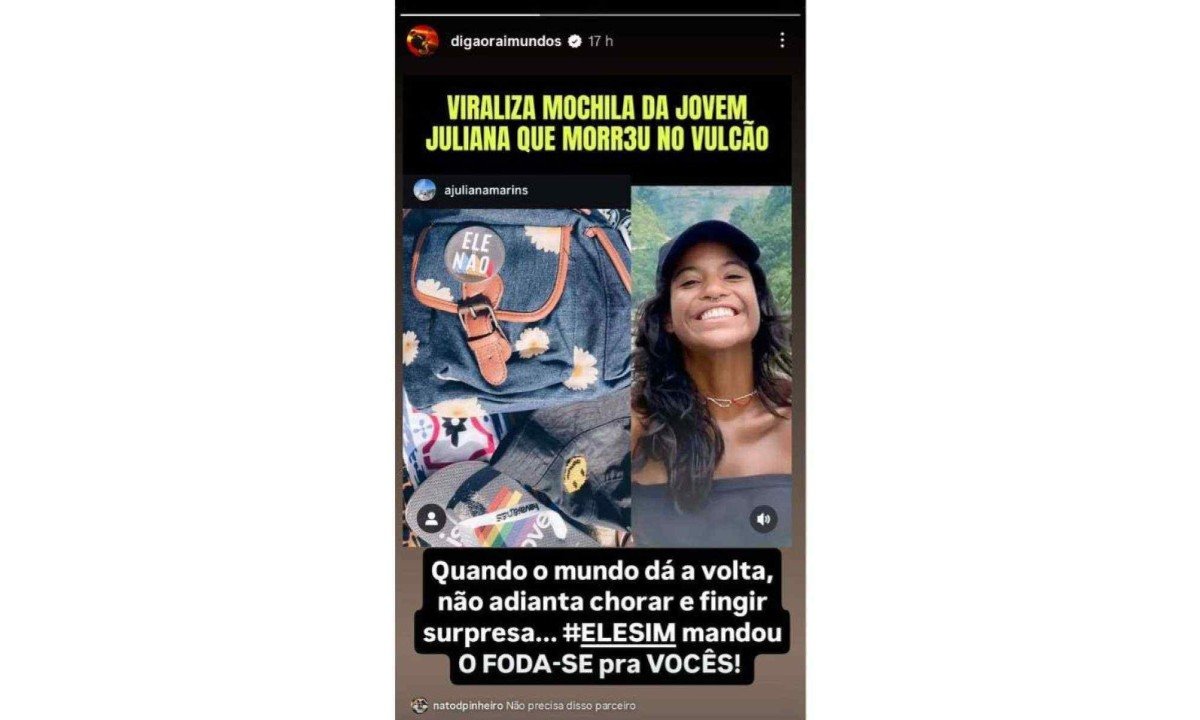 Digão critica posicionamento político de Juliana Marins