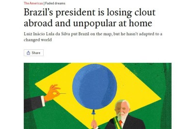 Capa do artigo criticando Lula ilustrada por Lehel Kovács -  (crédito: Reprodução/The Economist)