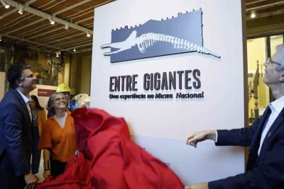 Exposição temporária 'Entre Gigantes: uma Experiência no Museu Nacional' vai até 31 de agosto -  (crédito: Fernando Frazão/Agência Brasil)