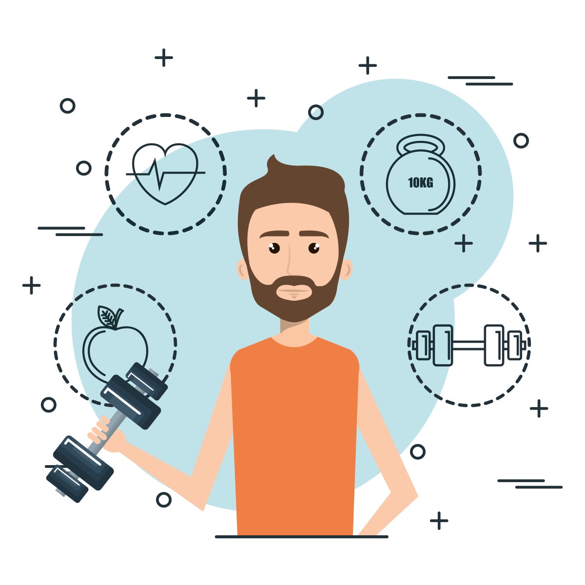  man weight lifting with sports icons vector illustration design
     -  (crédito: DINO)