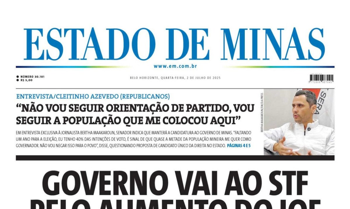 Capa do dia - (crédito: jwilsoncarvalho.mg)