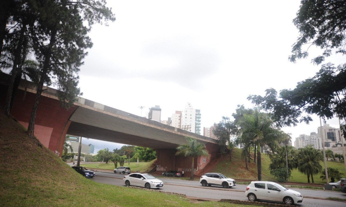 O objetivo da obra, anunciada em 2024, é melhorar o tráfego da interseção da BR-356 com a Avenida Raja Gabaglia, alargando o viaduto sobre a rodovia -  (crédito: Alexandre Guzanshe/EM/D.A Press)