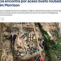 Escultura roubada do túmulo de Jim Morrison é achada em operação contra corrupção - Reprodução Deutsche Welle 