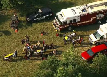 Acidente deixou 15 feridos nos EUA -  (crédito: WCAU via NBC News)