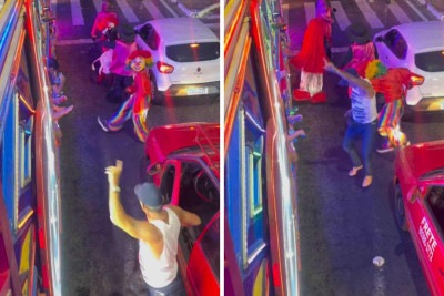 Motorista deixou o volante e foi dançar com personagens da carreta furacão -  (crédito: Reprodução / Instagram)