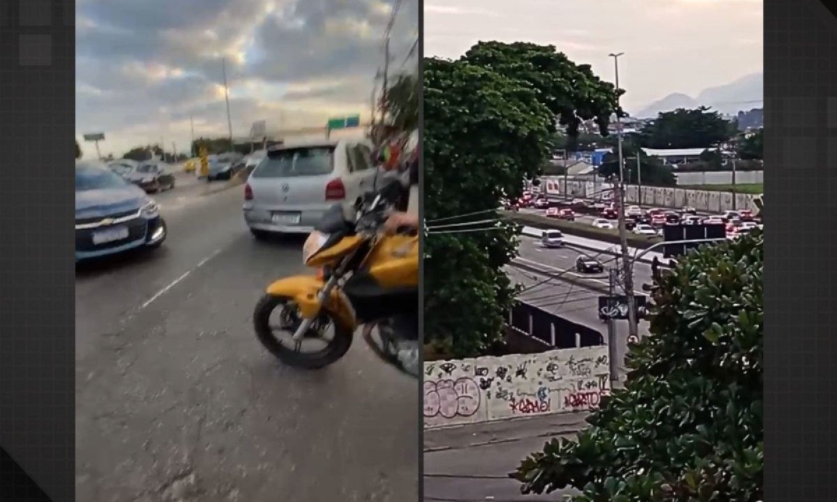 Arrastão assustou motoristas no Rio e muitos manobraram carros pra fugir na contramão -  (crédito: reprodução/redes sociais)