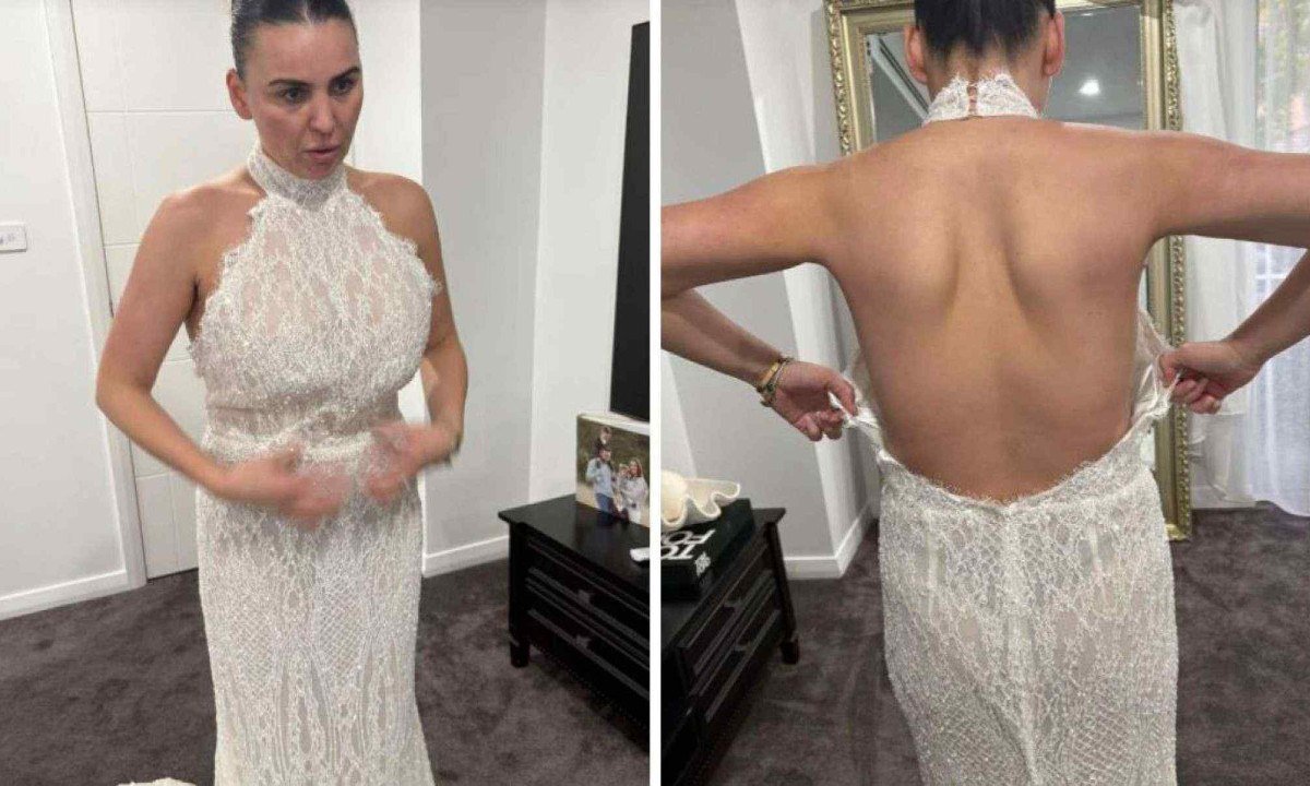 Jade Zane ficou insatisfeita com vestido de noiva confeccionado por boutique -  (crédito: Reprodução / TikTok)