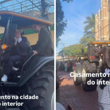 Noivo chega a casamento dirigindo trator - Reprodução / redes sociais