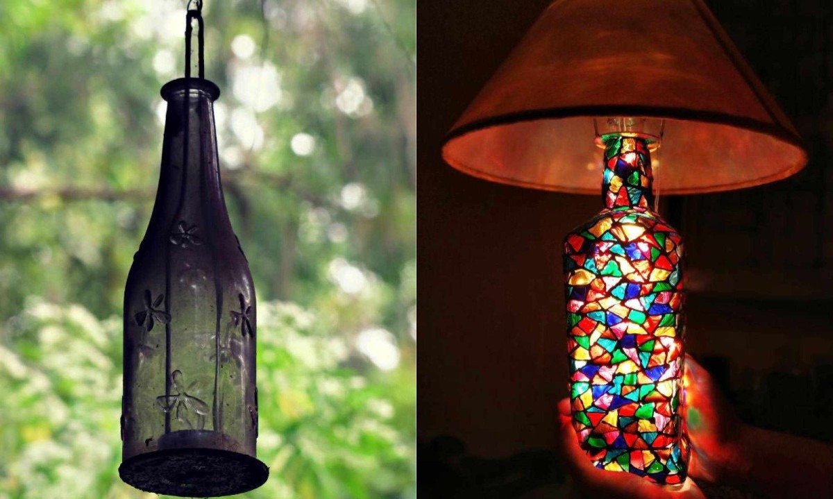 Garrafas de vidro na decoração