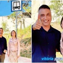 Rodolfo e Carol Caram lançam nova linha de ônibus em Sabará - Imagem: Instagram @sargentorodolfooficial/Reprodução