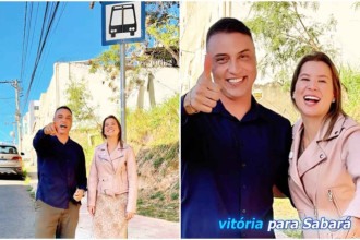 Rodolfo e Carol Caram lançam nova linha de ônibus em Sabará