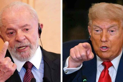 Lula não pode cair na narrativa e brigar com Trump e Bolsonaro -  (crédito: MIGUEL SCHINCARIOL/AFP e JIM WATSON/AFP)