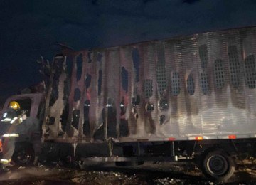 Corpo coberto com cal pode ser de motorista de caminhão, diz polícia -  (crédito: PRF/Divulgação)