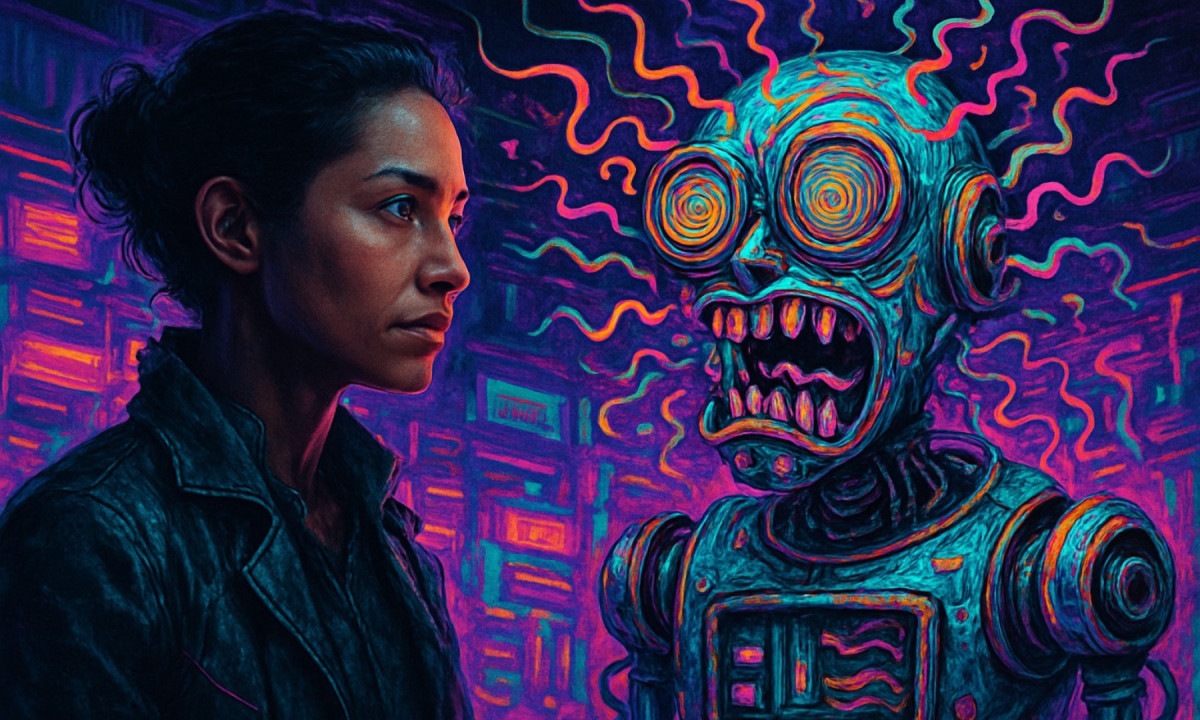 Ilustração representa a imaginação humana e a 'alucinação' de robôs - (crédito: IA) Ilustração representa a imaginação humana e a 'alucinação' de robôs - (crédito: IA)