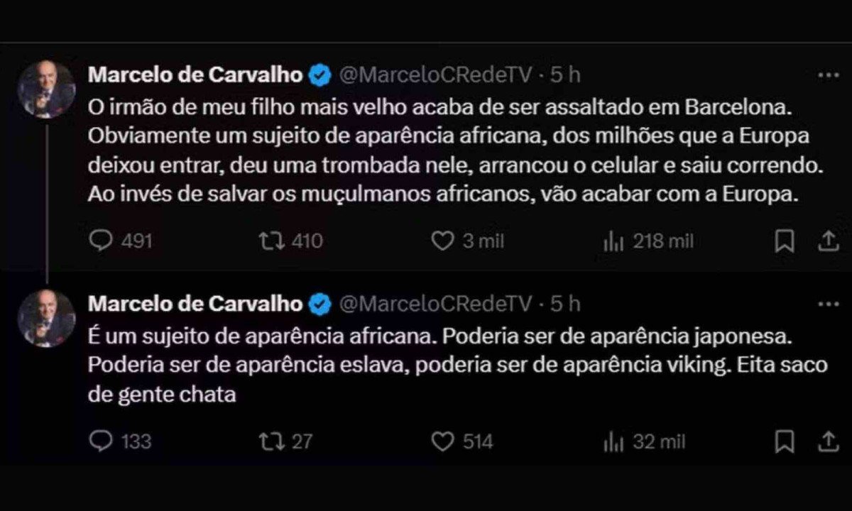 Marcelo de Carvalho disse que o homem que furtou o irmão do filho mais velho era um sujeito de 'aparência africana'