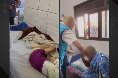 Frame de vídeo de redes sociais mostra que idosos foram encontrados em asilo clandestino em condições críticas  -  (crédito: Reprodução/Dailymotion)