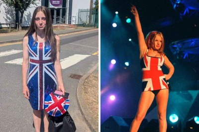 Menina recriou vestido usado por Spice Girl -  (crédito: Reprodução / Dave Benett/Getty Images)