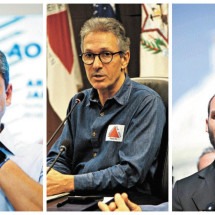 Tarcísio de Freitas, governador de São Paulo; Romeu Zema, governador de Minas Gerais; e Eduardo Bolsonaro, deputado federal -  (crédito: Miguel Schincariol-AFP / Jair Amaral-EM-D.A Press / Mandel NGAN-AFP)