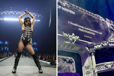 'Lady Gaga exibiu mensagem contra Trump no telão de show -  (crédito: Redes sociais)
