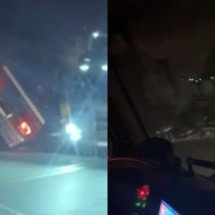 Tombamento de caminhão congestiona BR-381 na Grande BH - Reprodução/Redes sociais