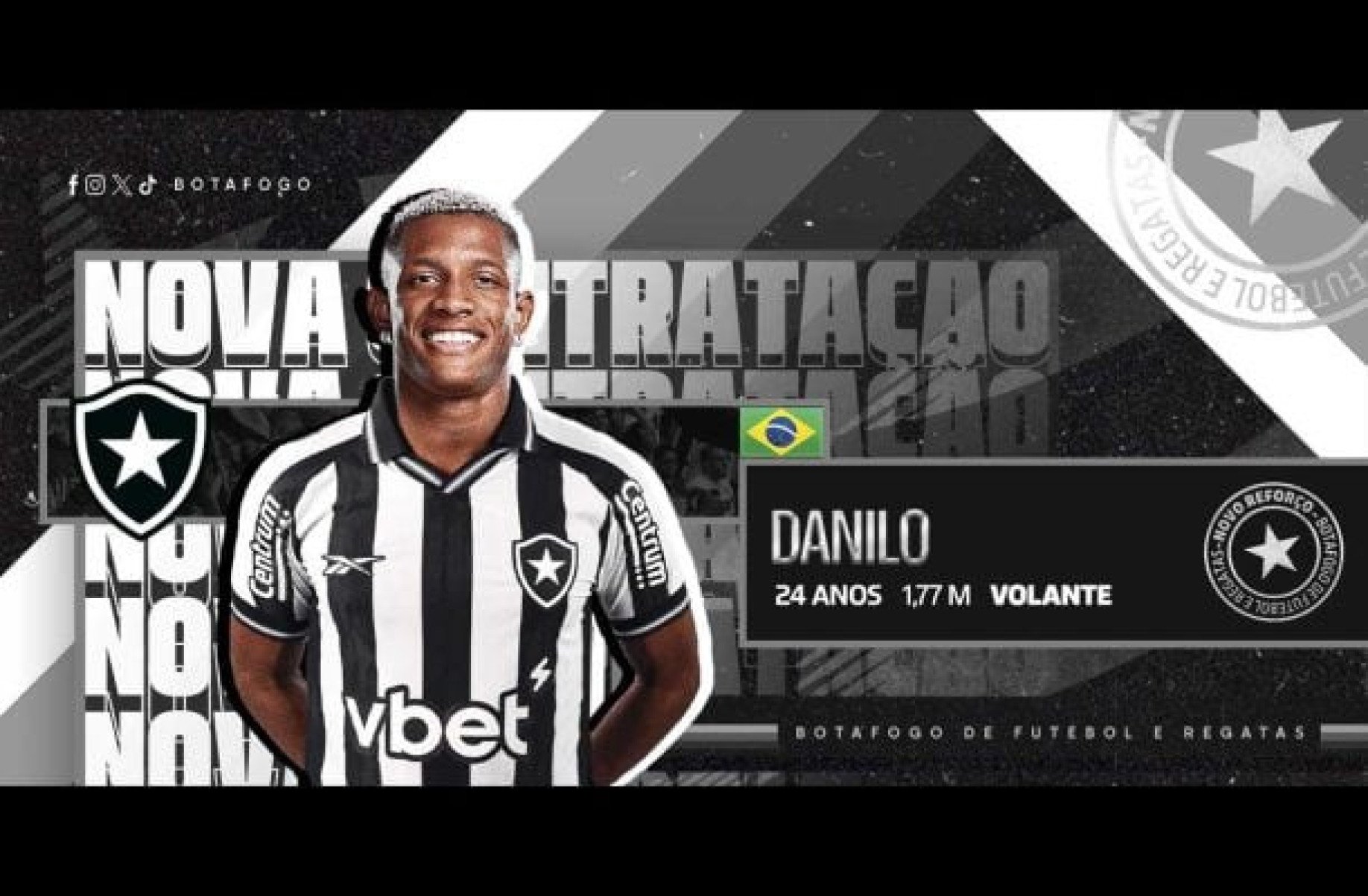 Botafogo anuncia a contratação de Danilo, do Nottingham Forest, da Inglaterra