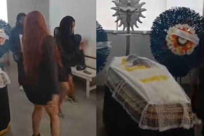 Cerimônia realizada no Velório Municipal de João Monlevade teve funk melody dos anos 1980 como última homenagem ao falecido -  (crédito: Reprodução/Redes sociais)
