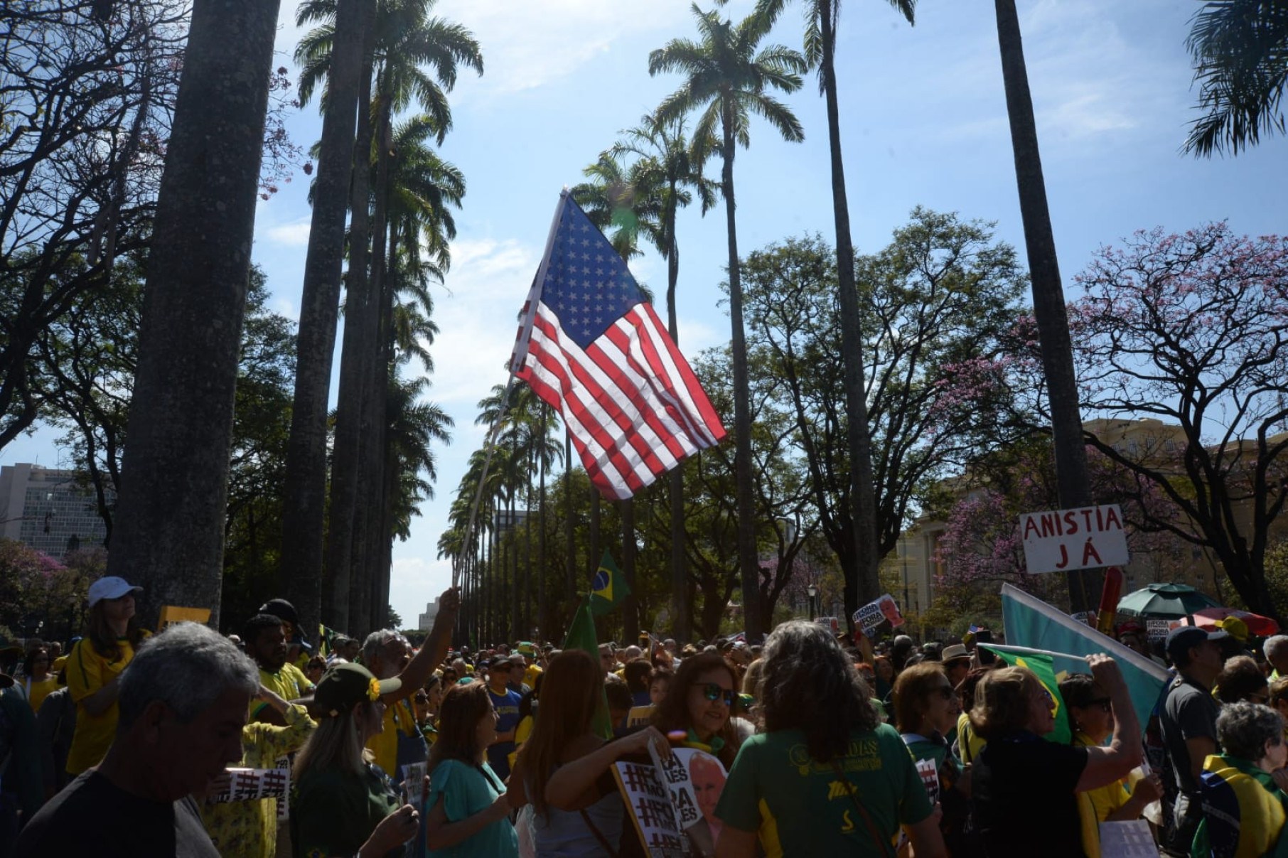 Ato organizado por bolsonaristas na Praça da Liberdade pediu impeachment do ministro do Supremo Tribunal Federal (STF), Alexandre de Moraes-Túlio Santos/EM/D.A Press