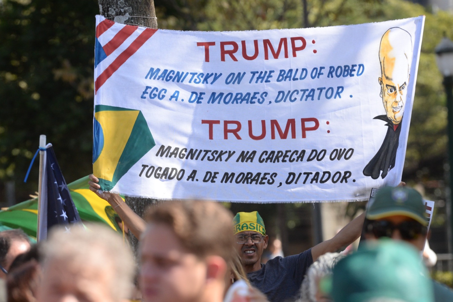 Ato organizado por bolsonaristas na Praça da Liberdade pediu impeachment do ministro do Supremo Tribunal Federal (STF), Alexandre de Moraes-Túlio Santos/EM/D.A Press