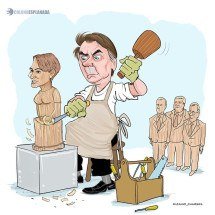 Bolsonaro prevê eleger três filhos e esposa para o Senado - @izanio_charges