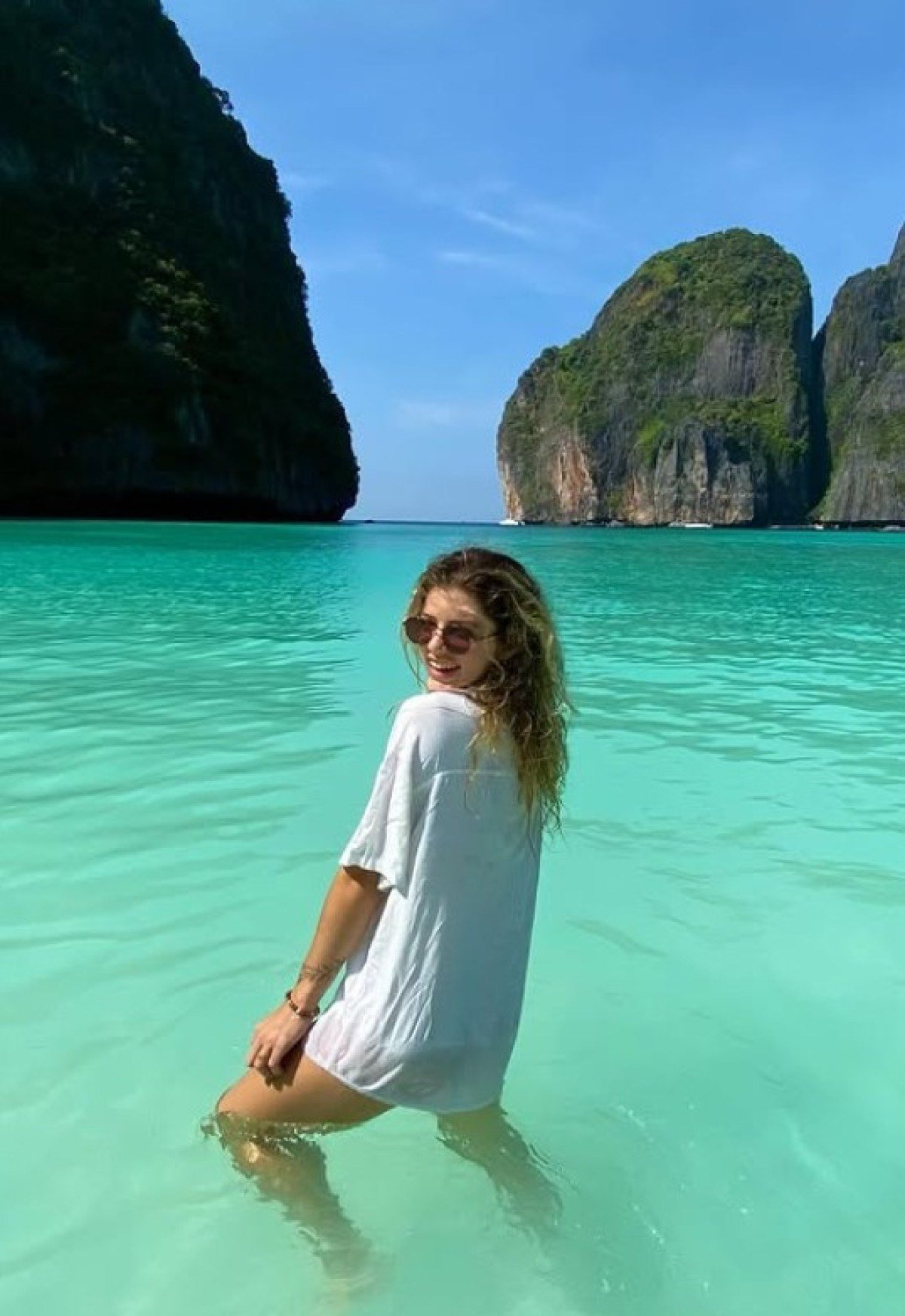 Praia de águas verdes nas ilhas Phi Phi, na Tailândia-Arquivo Pessoal