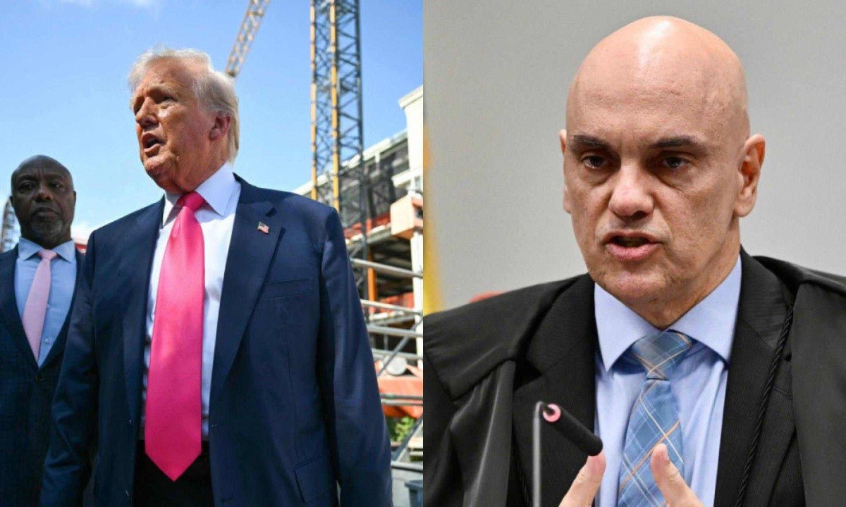 Presidente americano Donald Trump afirmou, em suas redes sociais, que o ministro Alexandre de Moraes é o coração pulsante do complexo de perseguição e censura a Bolsonaro -  (crédito: ANDREW CABALLERO-REYNOLDS /AFP;Evaristo Sá/AFP)