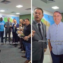 Deputados do PL gravam vídeo com Bolsonaro de papelão - Reprodução / redes sociais