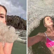Espuma do mar? Influencer nada em esgoto e só percebe depois - Reprodução