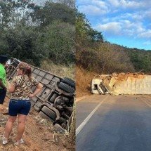 MG: tombamentos de ônibus e carreta deixam feridos e bloqueiam BR-251 - Divulgação/PRF