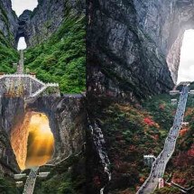 "Portão para o céu" impressiona turistas em montanha da China - Reprodução do X @periodistan_
   