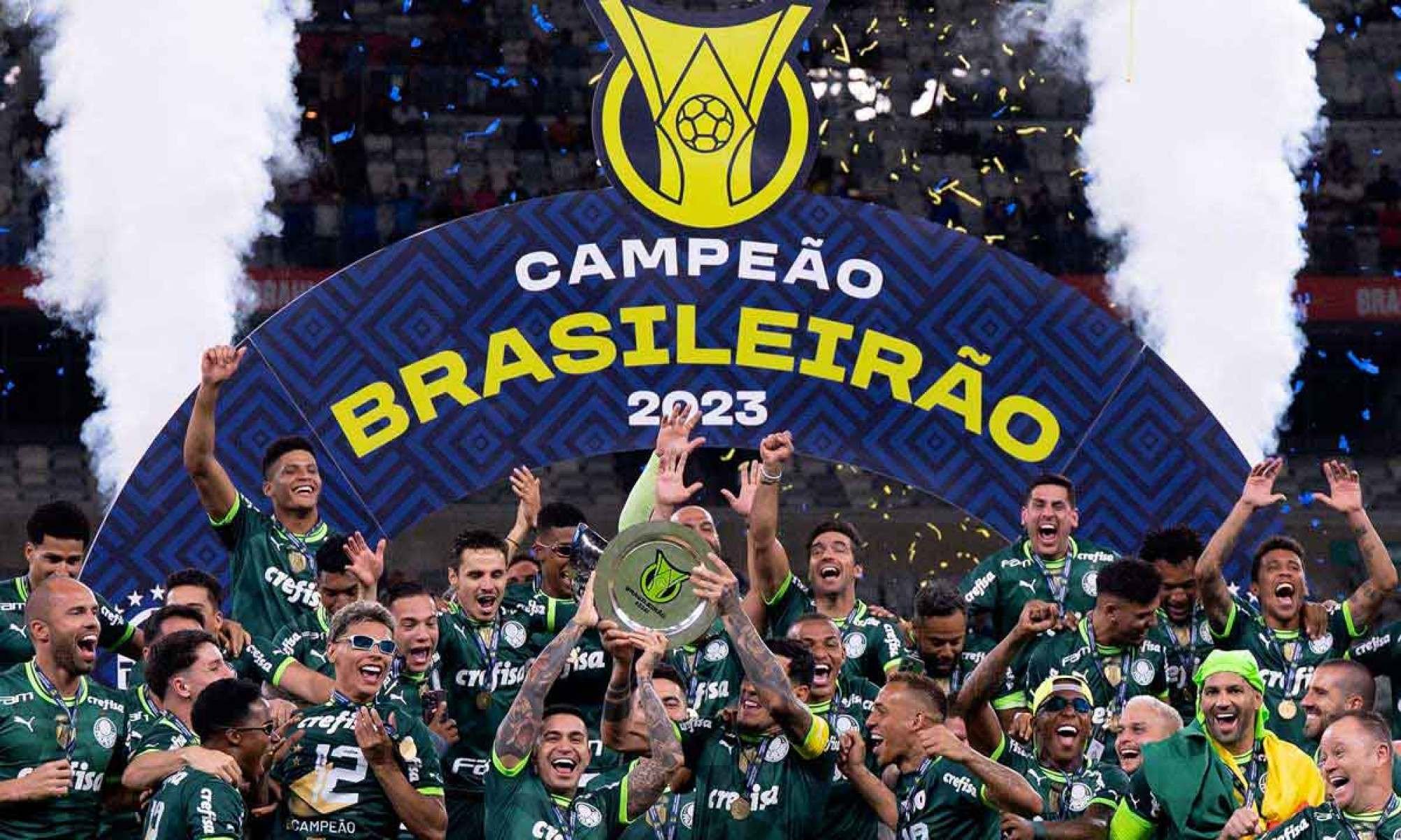 Palmeiras festeja a conquista do Campeonato Brasileiro de 2023 no Mineirão -  (crédito: DOUGLAS MAGNO / AFP – 6/12/23)