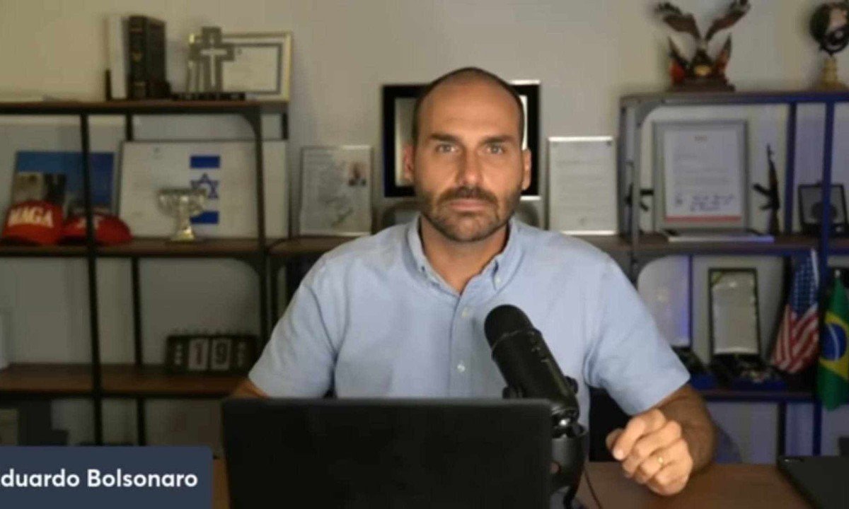 Eduardo Bolsonaro atua com pol&iacute;ticos americanos para sancionar Alexandre de Moraes, Lula e o Brasil pela anistia dos envolvidos na tentativa golpista -  (crédito: Reprodu&ccedil;&atilde;o/Redes Sociais)