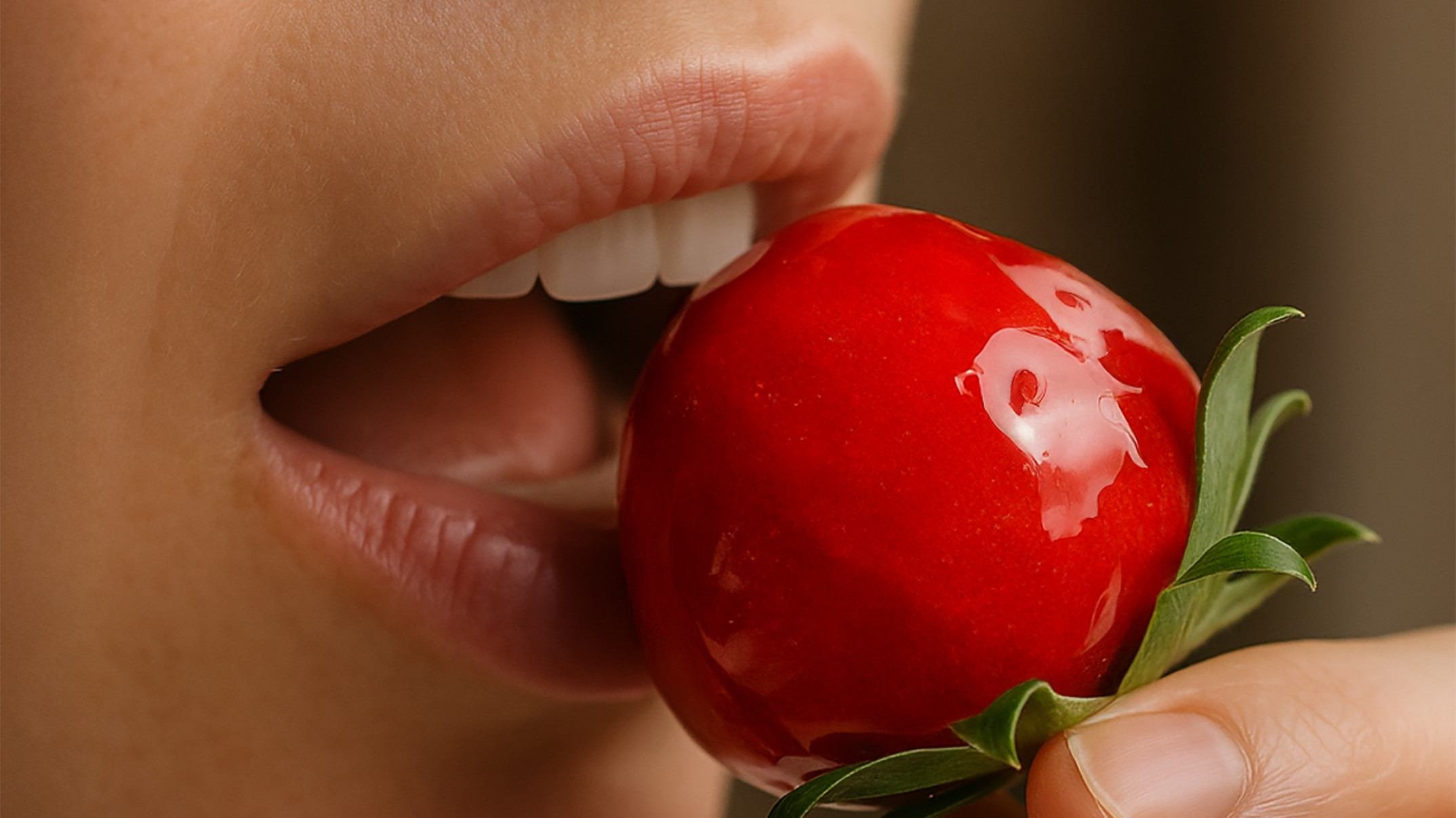O amor pelo morango pode acabar se houver espaço para o desenvolvimento da cárie -  (crédito: Gerada por IA/Divulgação)