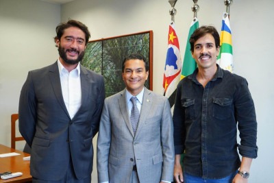 Gabriel Azevedo teve reuniões com lideranças do Republicanos, incluindo o presidente nacional do partido, Marcos Pereira (meio), e o presidente estadual Euclydes Pettersen (esquerda) -  (crédito: Reprodução)