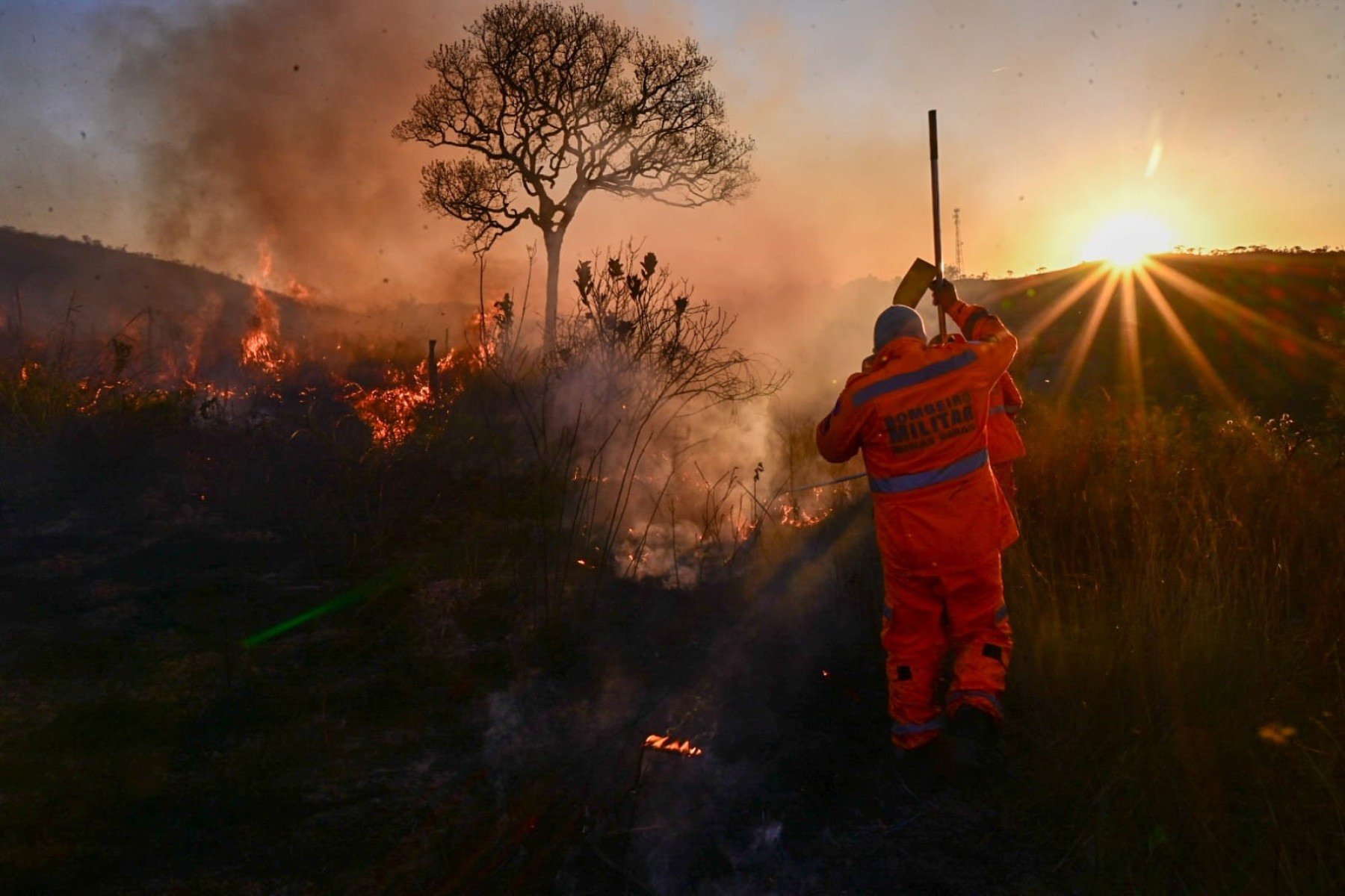 Equipe do Estado de Minas flagra incêndio na BR-381, em Caeté, na Região Metropolitana de BH 