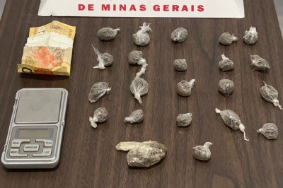 O suspeito tentou fugir ao notar a chegada da viatura -  (crédito: Reprodução/PMMG)