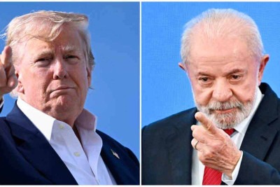 Donald Trump segue escalando o enfrentamento com o governo Lula -  (crédito: EVARISTO SÁ/AFP E Brendan SMIALOWSKI/AFP)